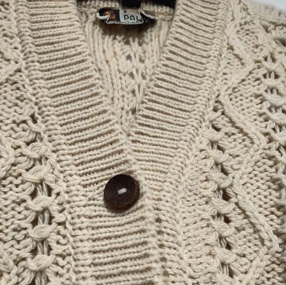 M🎄Pallas Irish Arran Wool Hand knit Cream Knit Cardigan Sweater - Picture 6 of 10